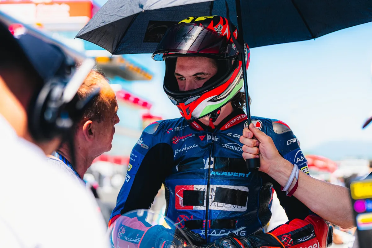 Rossi Moor racing in a battle on track